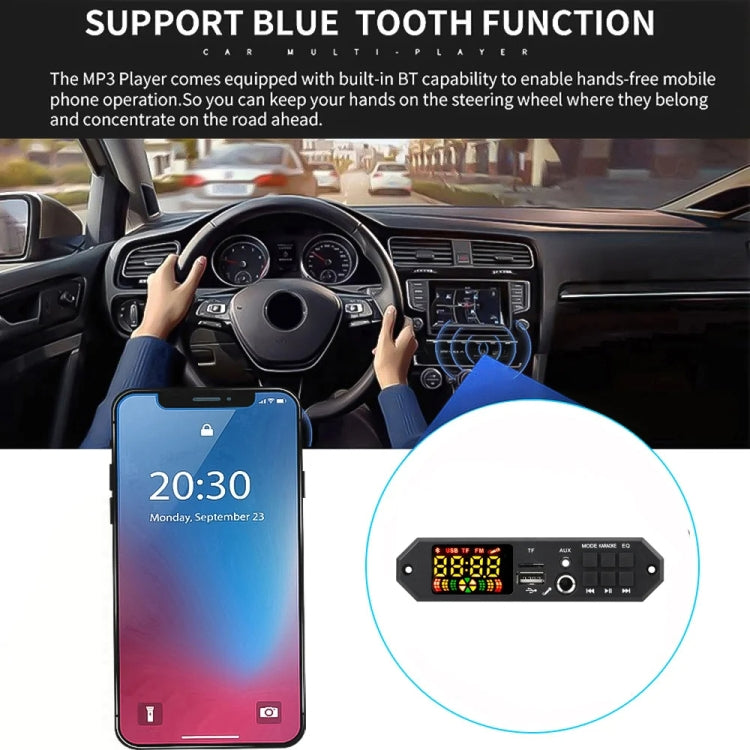 80W 12V Bluetooth MP3 Decoder Board With Power Amplifier Color Screen Call Recording