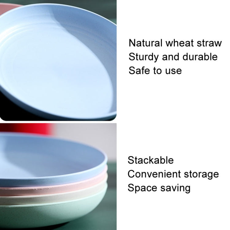8 inch Wheat Straw Circular Home Vegetable Dish Portable Outdoor Plastic Anti -Fall Fruit Breakfast Plate
