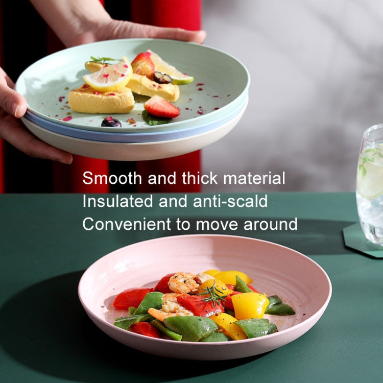 8 inch Wheat Straw Circular Home Vegetable Dish Portable Outdoor Plastic Anti -Fall Fruit Breakfast Plate