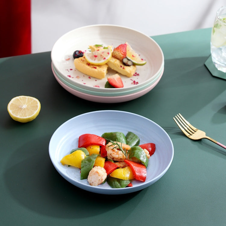 8 inch Wheat Straw Circular Home Vegetable Dish Portable Outdoor Plastic Anti -Fall Fruit Breakfast Plate