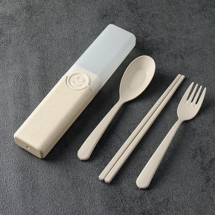 4 In 1 Portable Wheat Straw Tableware Set Outdoor Travel Storage Tableware Box