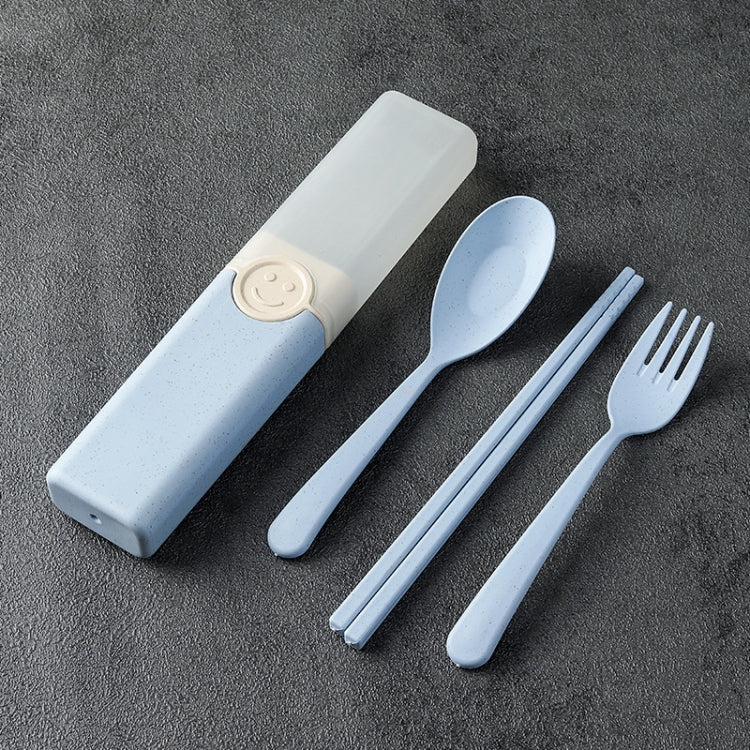 4 In 1 Portable Wheat Straw Tableware Set Outdoor Travel Storage Tableware Box