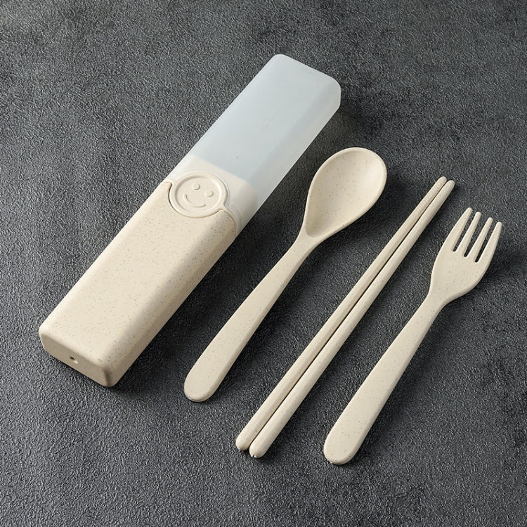 4 In 1 Portable Wheat Straw Tableware Set Outdoor Travel Storage Tableware Box