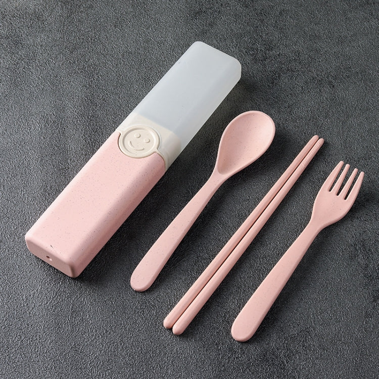 4 In 1 Portable Wheat Straw Tableware Set Outdoor Travel Storage Tableware Box