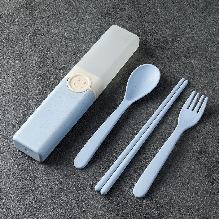 4 In 1 Portable Wheat Straw Tableware Set Outdoor Travel Storage Tableware Box