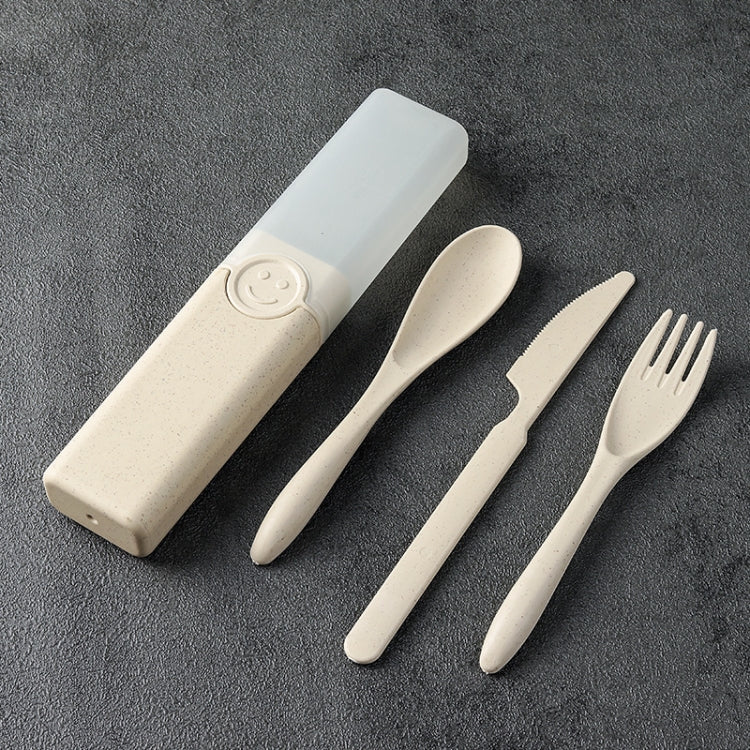 4 In 1 Portable Wheat Straw Tableware Set Outdoor Travel Storage Tableware Box