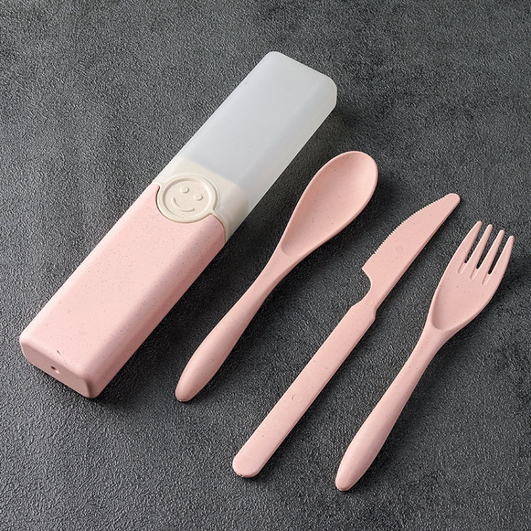 4 In 1 Portable Wheat Straw Tableware Set Outdoor Travel Storage Tableware Box