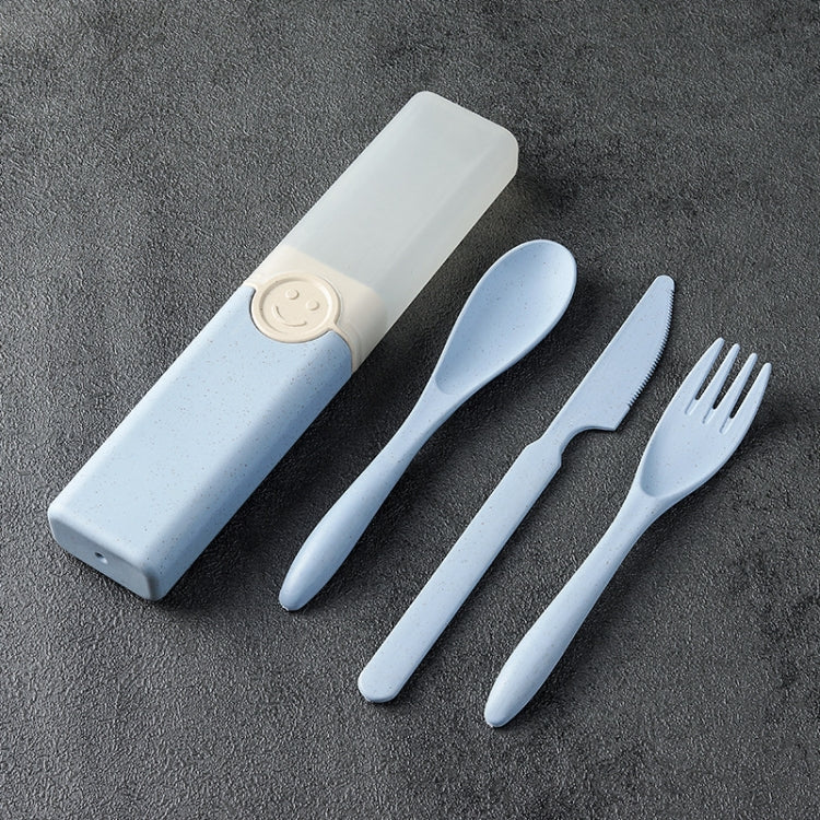4 In 1 Portable Wheat Straw Tableware Set Outdoor Travel Storage Tableware Box