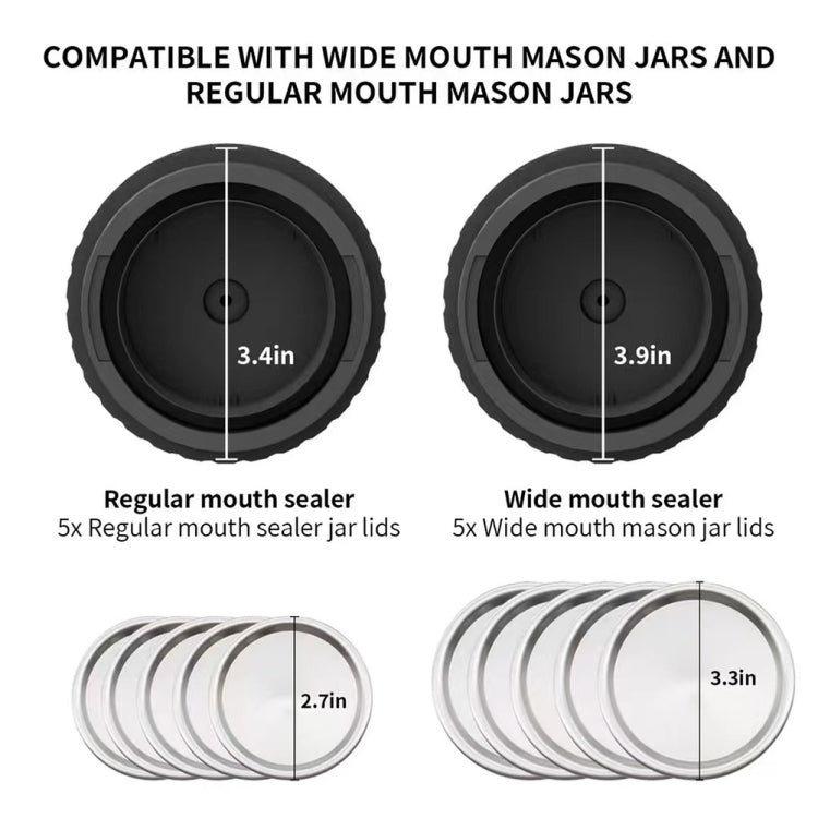 Electric Mason Jar Vacuum Sealer Kit Sealing Machine for Food Storage With 10 Jar Lids