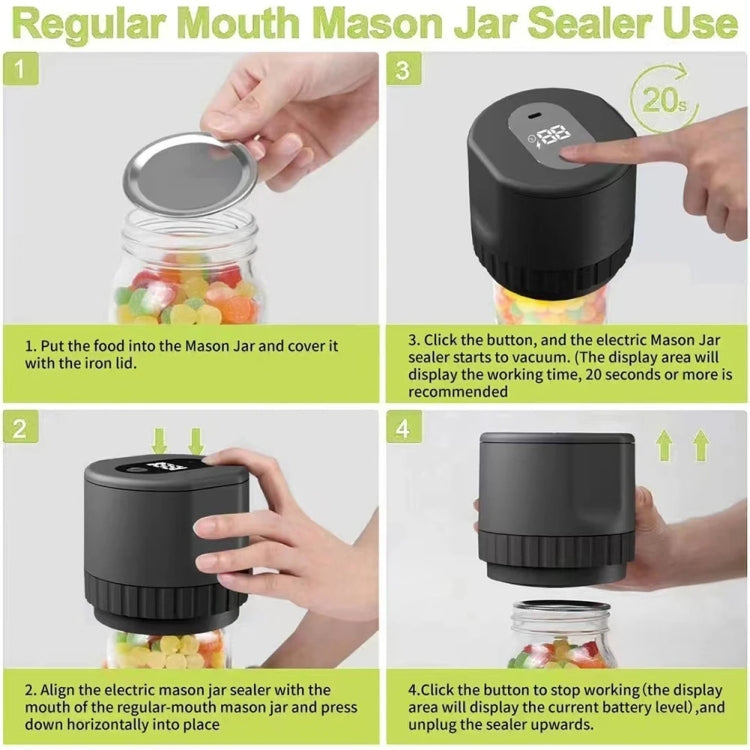 Electric Mason Jar Vacuum Sealer Kit Sealing Machine for Food Storage With 10 Jar Lids