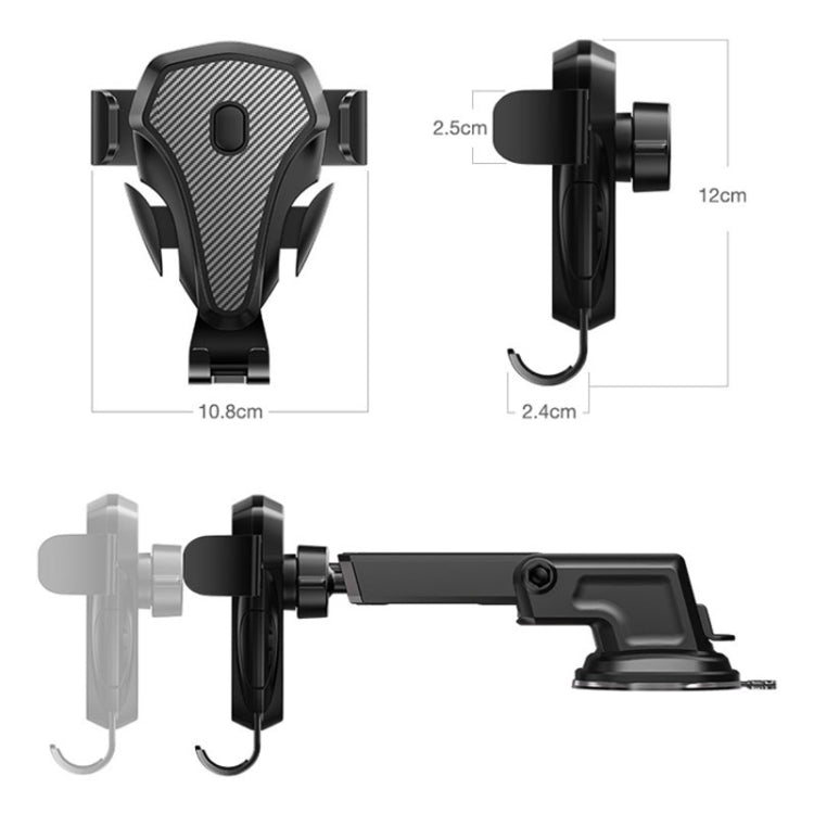 Carbon Fiber Automotive Phone Holder Car Navigation Bracket Telescopic Model