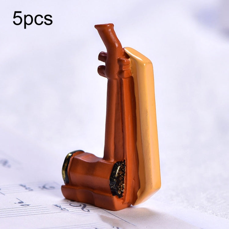 5pcs Micro Landscape Simulation Musical Instrument Resin Ornament Miniature Desktop Decoration