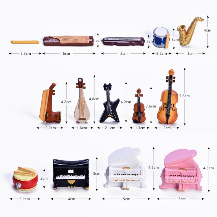 5pcs Micro Landscape Simulation Musical Instrument Resin Ornament Miniature Desktop Decoration