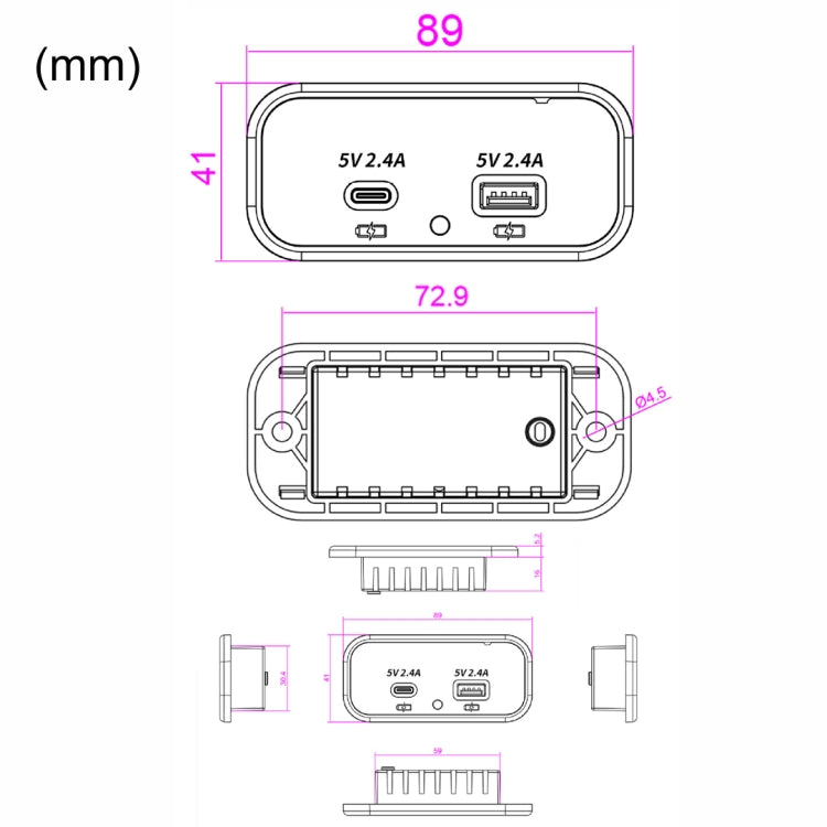 USB Dual-port Multi-function Fast Charging Car Modification Charger, UCC-316A AC4.8A