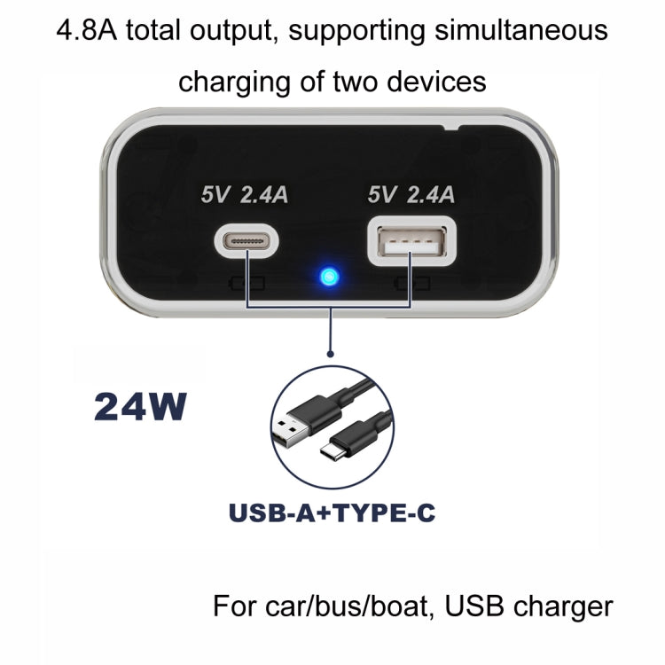 USB Dual-port Multi-function Fast Charging Car Modification Charger, UCC-316A AC4.8A