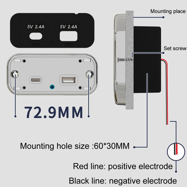 USB Dual-port Multi-function Fast Charging Car Modification Charger, UCC-316A AC4.8A