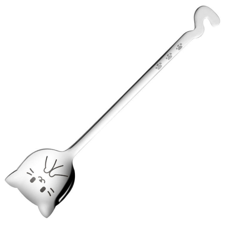 Kacheeg Stainless Steel Cats Spoon Cute Coffee Dessert Ladle Stirring Stick