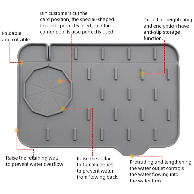 Silicone Faucet Anti-splash Drain Tray Sink Storage Mat