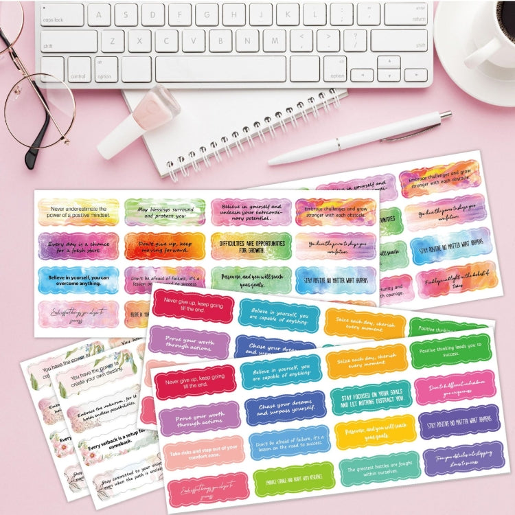 15sheets /Set 240pcs Water Color English Motivational Stickers Diary Water Cup Gift DIY Stickers