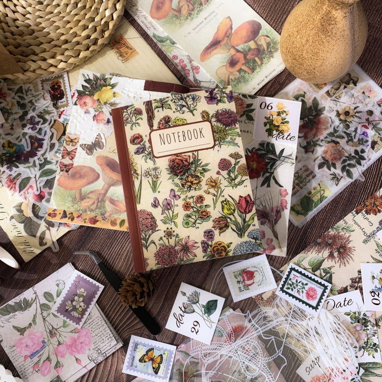 265 In 1 Retro Floral Scrapbook Set Includes A6 Notebook + Stickers + Tape + Stamps + Scrapbook Paper