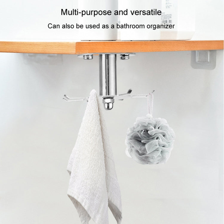Rotating Hook Kitchen Shelf No-Punch Hanging Kitchenware Storage Shelf