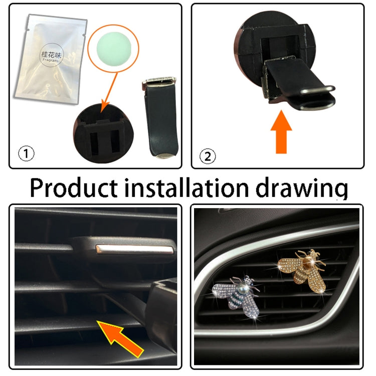 Pearl-encrusted Little Bee Car Air Conditioner Air Outlet Decoration Aromatherapy Clip