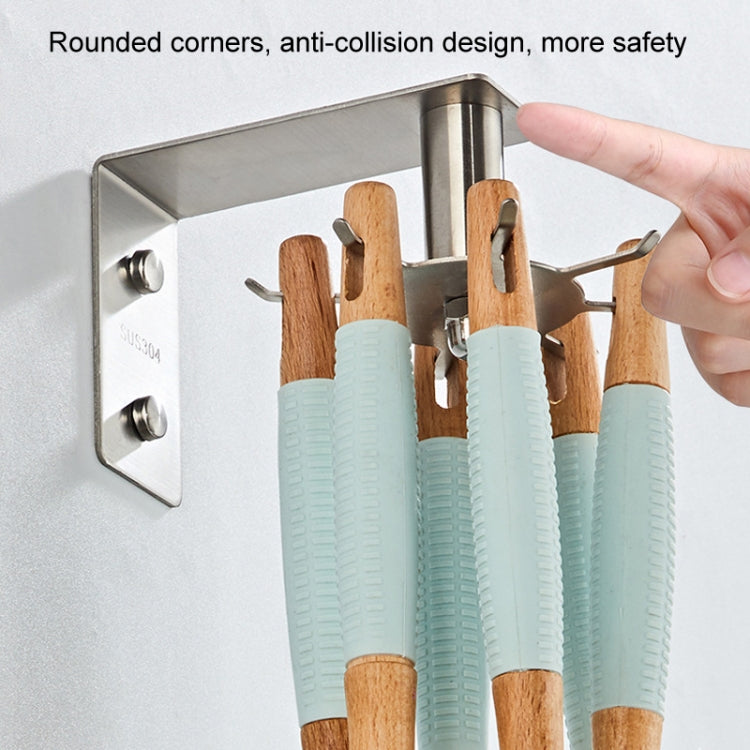 Stainless Steel Kitchen Shelf No-Punch 360 Degree Rotary Multi-Functional Kitchenware Storage Hooks
