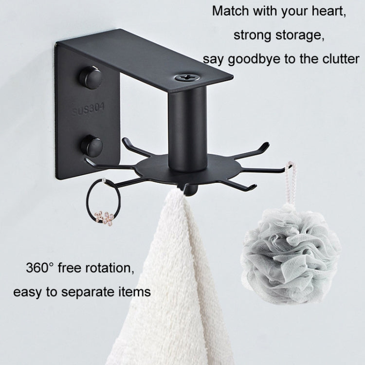 Stainless Steel Kitchen Shelf No-Punch 360 Degree Rotary Multi-Functional Kitchenware Storage Hooks