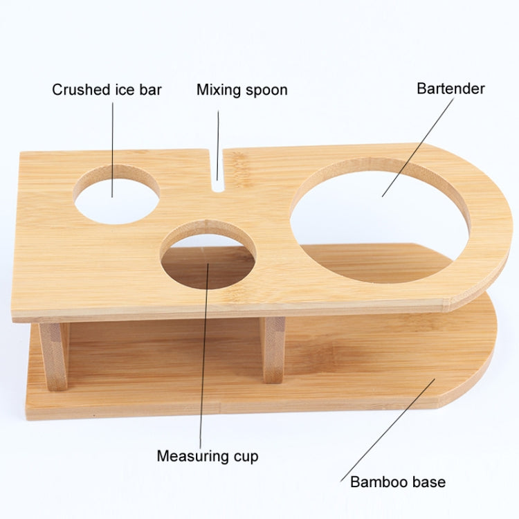 4 In 1 Stainless Steel Mixer Set With Bamboo Stand Shaker Tools