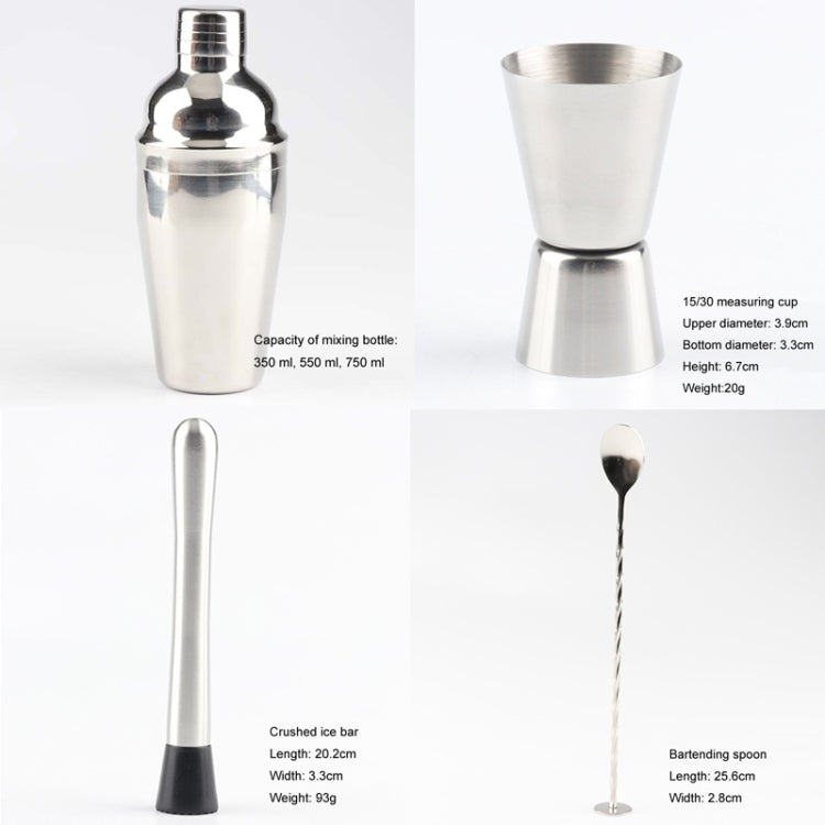 4 In 1 Stainless Steel Mixer Set With Bamboo Stand Shaker Tools