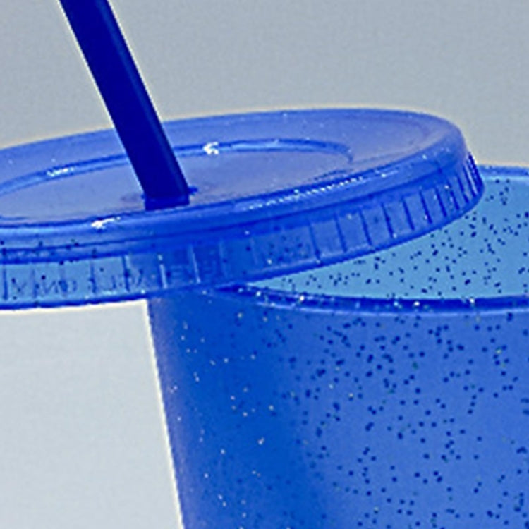 Summer Glitter Water Cup Plastic Ice Cold Drink Bottle with Straw