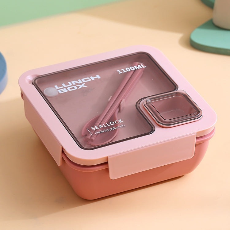 Square Microwaveable Lunch Box Hermetic Bento Box with Spoon Chopsticks