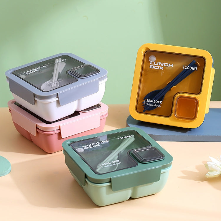 Square Microwaveable Lunch Box Hermetic Bento Box with Spoon Chopsticks