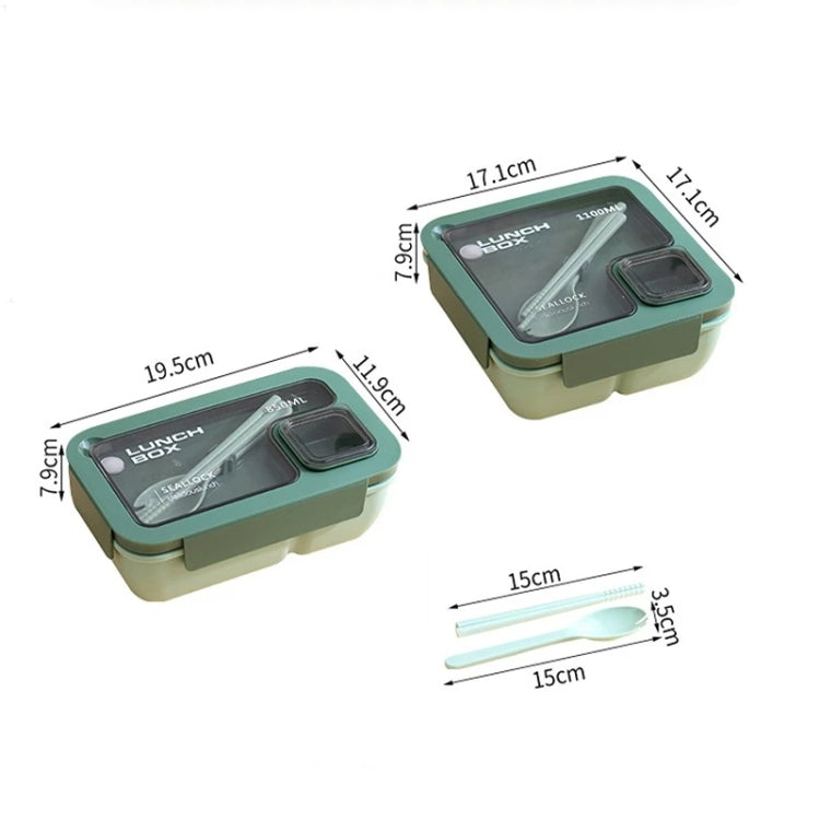 Square Microwaveable Lunch Box Hermetic Bento Box with Spoon Chopsticks