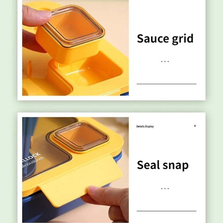 Square Microwaveable Lunch Box Hermetic Bento Box with Spoon Chopsticks