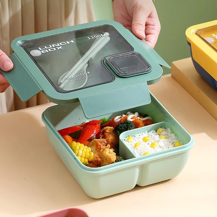 Square Microwaveable Lunch Box Hermetic Bento Box with Spoon Chopsticks
