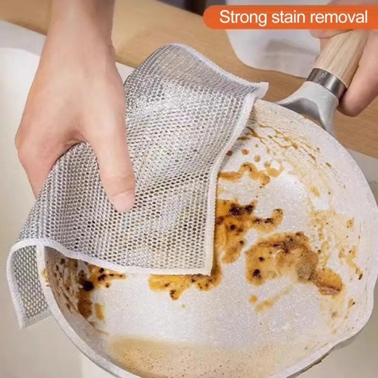 20x20cm Double-sided Silver Wire Wipes Dish Towel Household Cleaning Degreasing Steel Wire