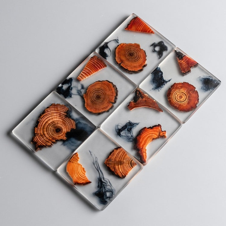 Resin Pine Spliced Insulated Tea Coaster Home Living Room Decoration Accessories