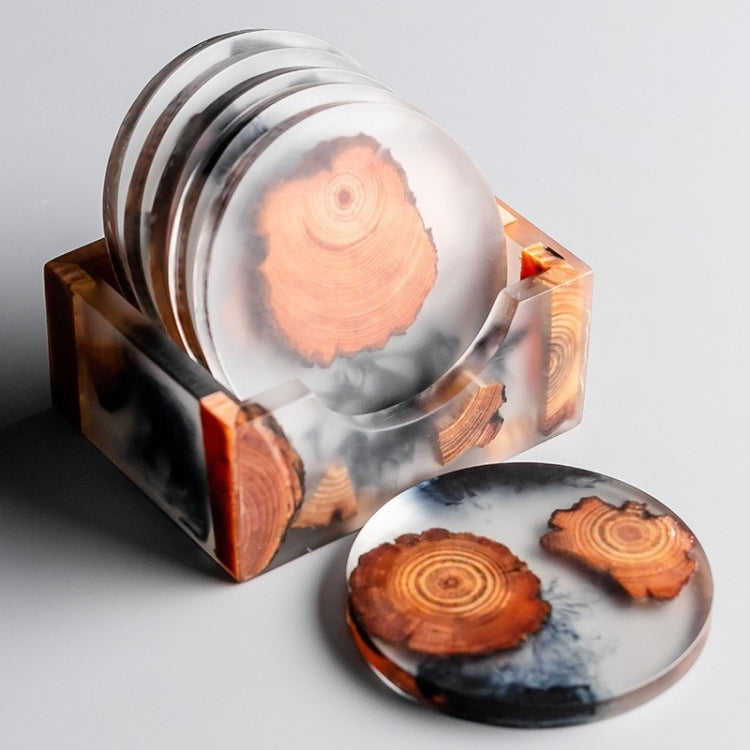 Resin Pine Spliced Insulated Tea Coaster Home Living Room Decoration Accessories