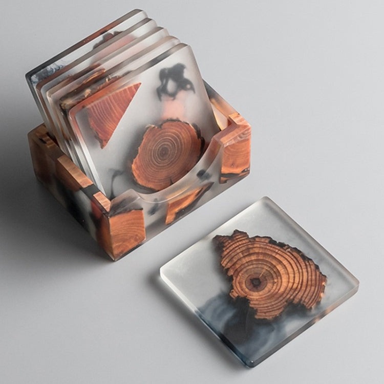 Resin Pine Spliced Insulated Tea Coaster Home Living Room Decoration Accessories