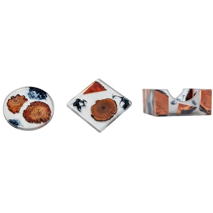 Resin Pine Spliced Insulated Tea Coaster Home Living Room Decoration Accessories