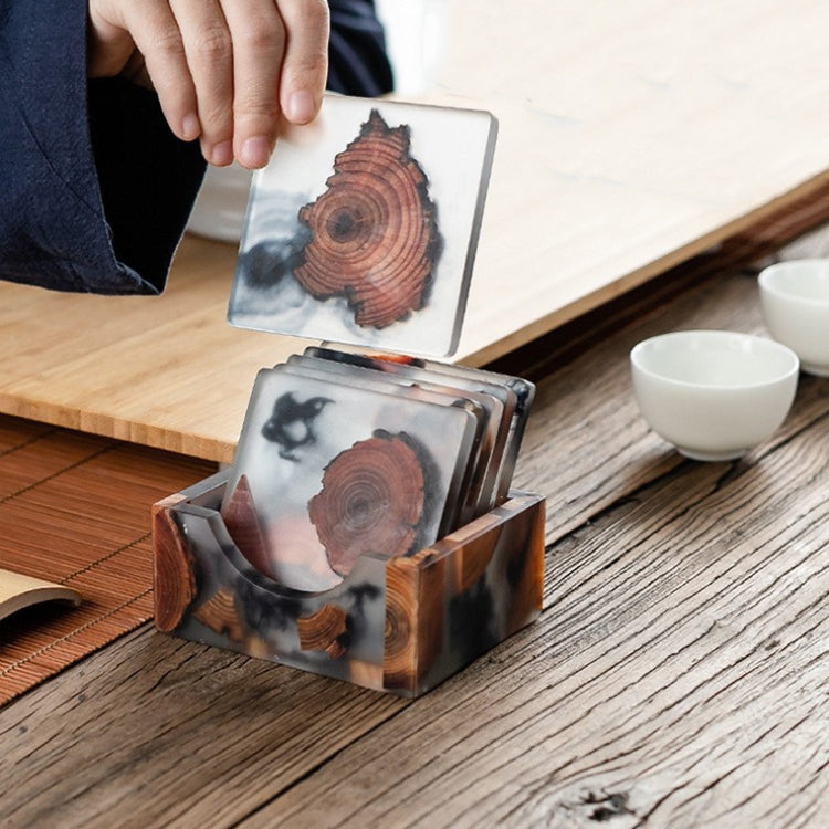 Resin Pine Spliced Insulated Tea Coaster Home Living Room Decoration Accessories