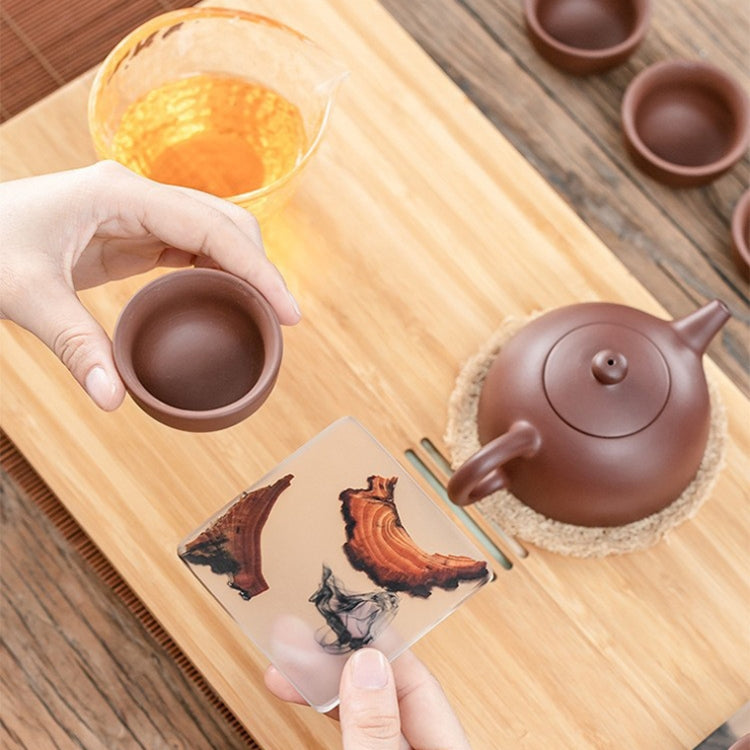 Resin Pine Spliced Insulated Tea Coaster Home Living Room Decoration Accessories