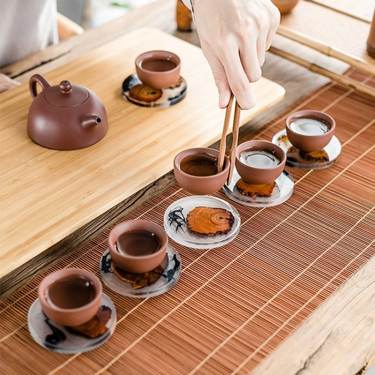 Resin Pine Spliced Insulated Tea Coaster Home Living Room Decoration Accessories
