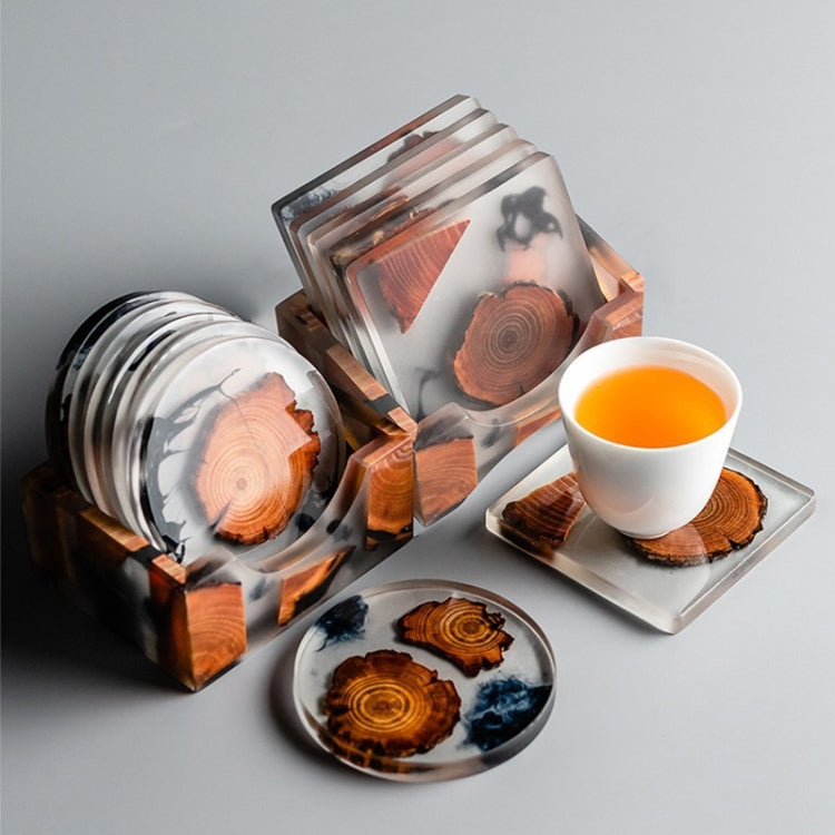Resin Pine Spliced Insulated Tea Coaster Home Living Room Decoration Accessories