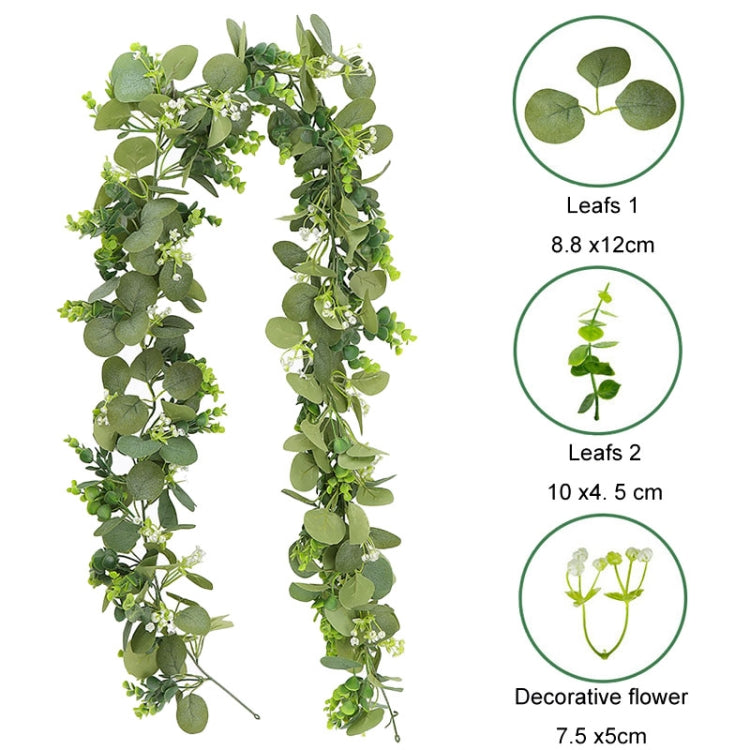 180cm Simulation Greenery Eucalyptus Ivy Leaf Rattan Hanging Fake Flower Decoration Rattan