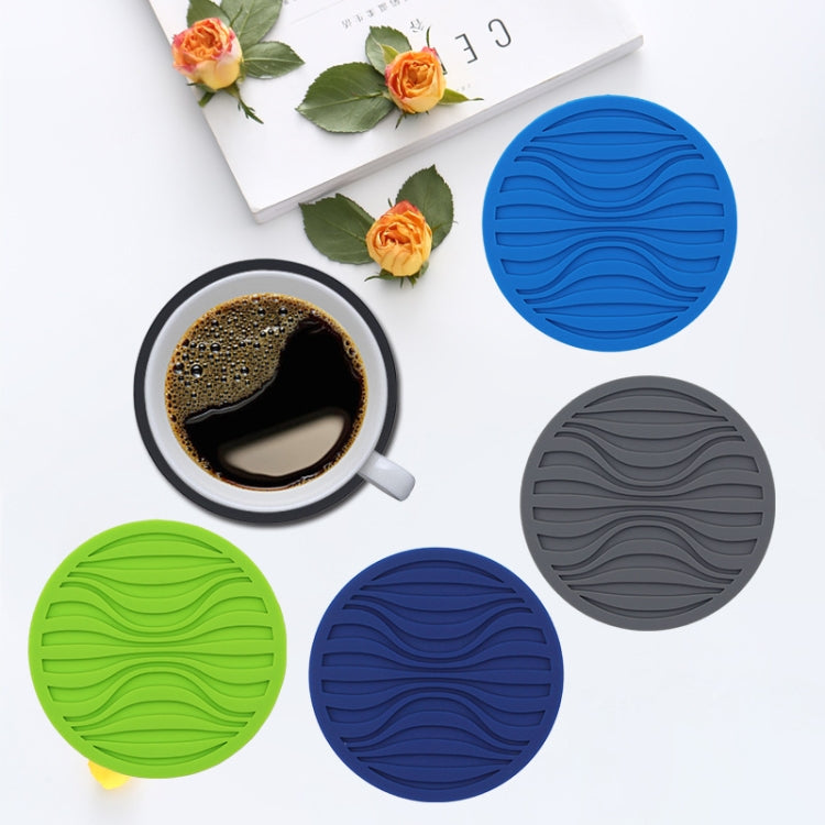 10x0.5cm Round Silicone Coaster Non-Slip Wave Mug Heat Insulation Cushion Drainage Coffee And Tea Coaster