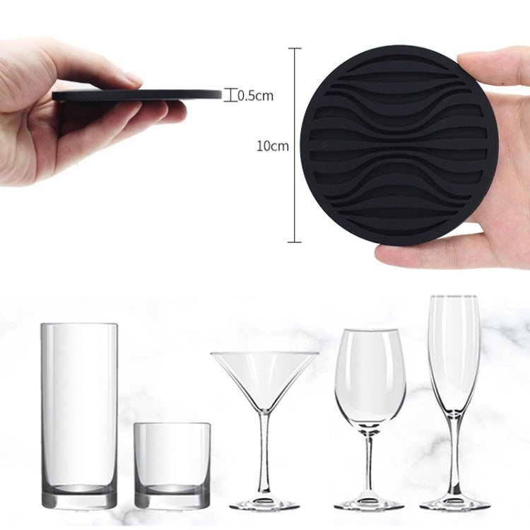 10x0.5cm Round Silicone Coaster Non-Slip Wave Mug Heat Insulation Cushion Drainage Coffee And Tea Coaster