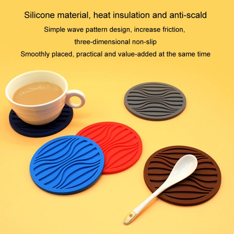 10x0.5cm Round Silicone Coaster Non-Slip Wave Mug Heat Insulation Cushion Drainage Coffee And Tea Coaster