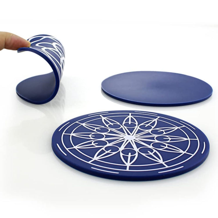 9.8x0.3cm Round Soft Silicone Coaster Non-Slip Heat Insulation Mat
